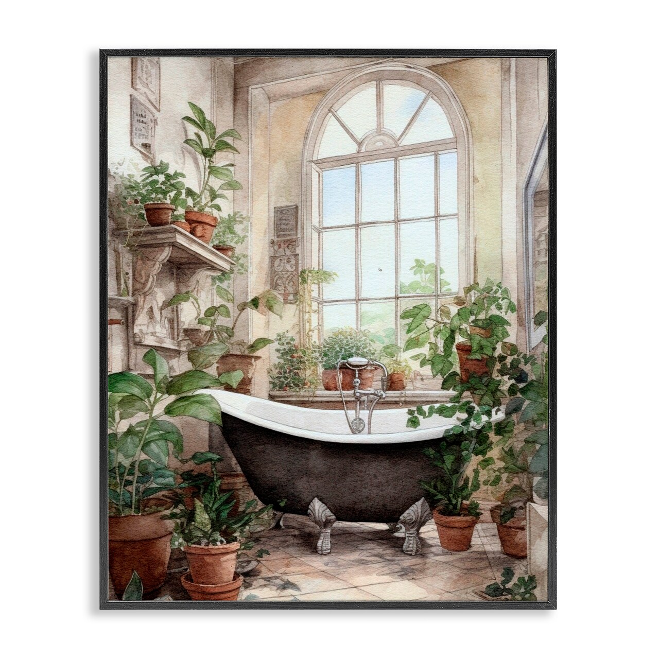 Stupell Industries Vintage Sun Lit Bathtub Framed Giclee, design by Lettered and Lined